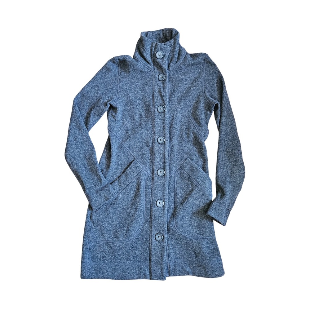Marmot Gray Maddie Wool Blend Big Button Front Long Sweater Coat Womens Small